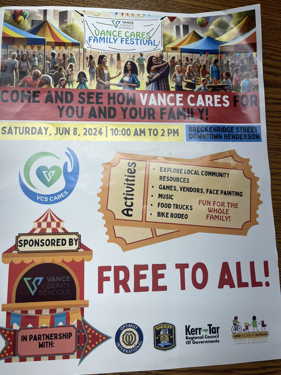Let’s partake in the Vance Care Family Festival.