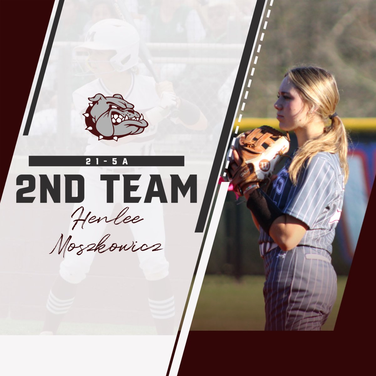 Congratulations to Sophomore Henlee Moszkowicz for being named 21-5A 2nd Team #AlwaysABulldog @MagISDAthletics @MagnoliaISD @MagnoliaHighTX