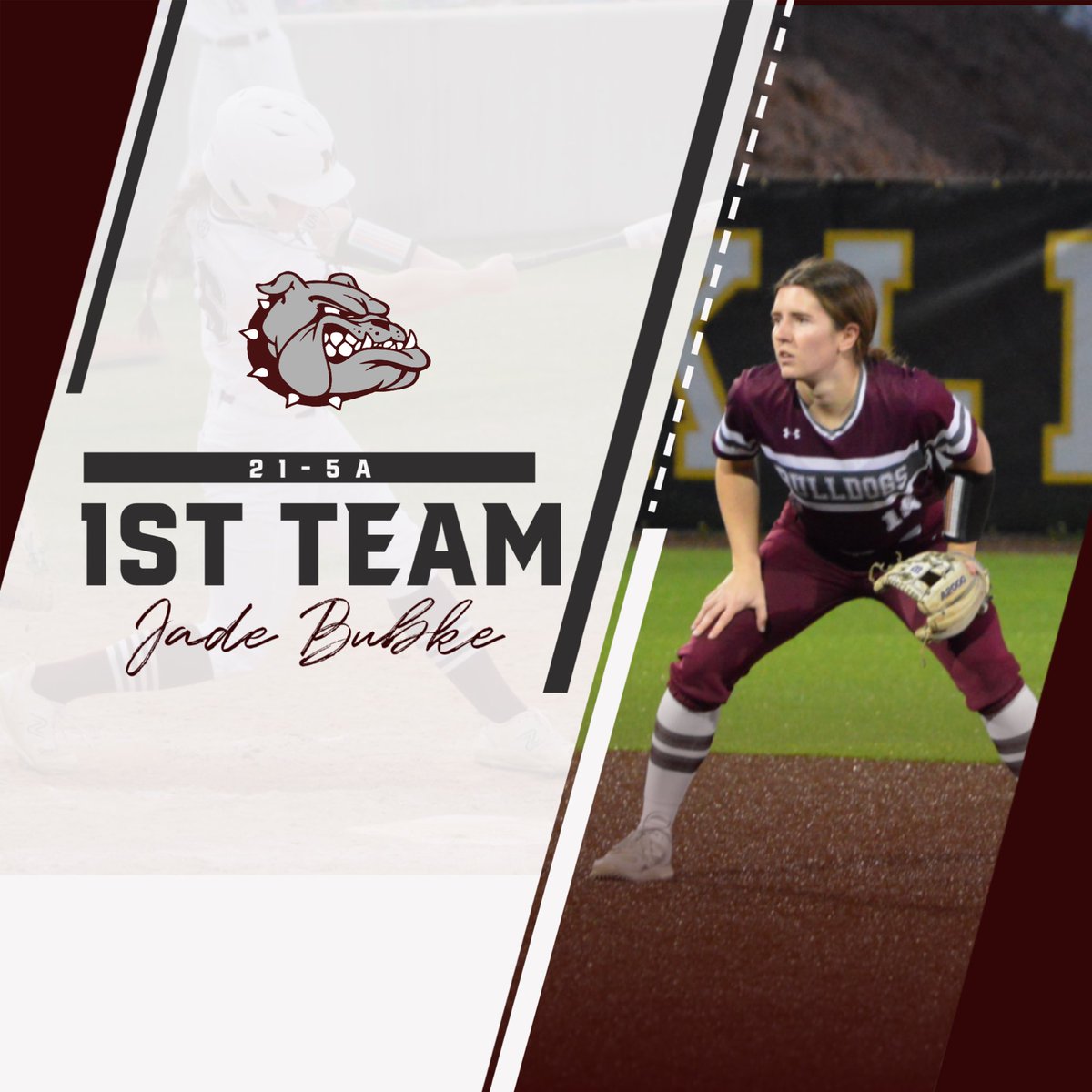 Congratulations to Senior Jade Bubke for being named 21-5A 1st Team #AlwaysABulldog @MagISDAthletics @MagnoliaISD @MagnoliaHighTX