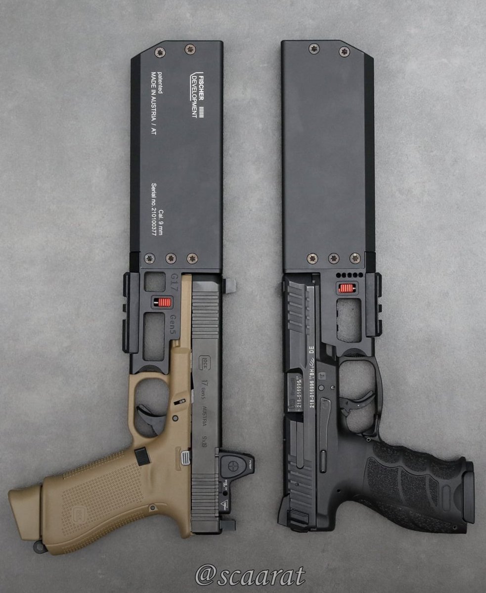 WeaponsVault's tweet photo. Glock 17 FR and H&amp;K VP9 with Fischer Suppressor https://t.co/iuD2Krsxuv