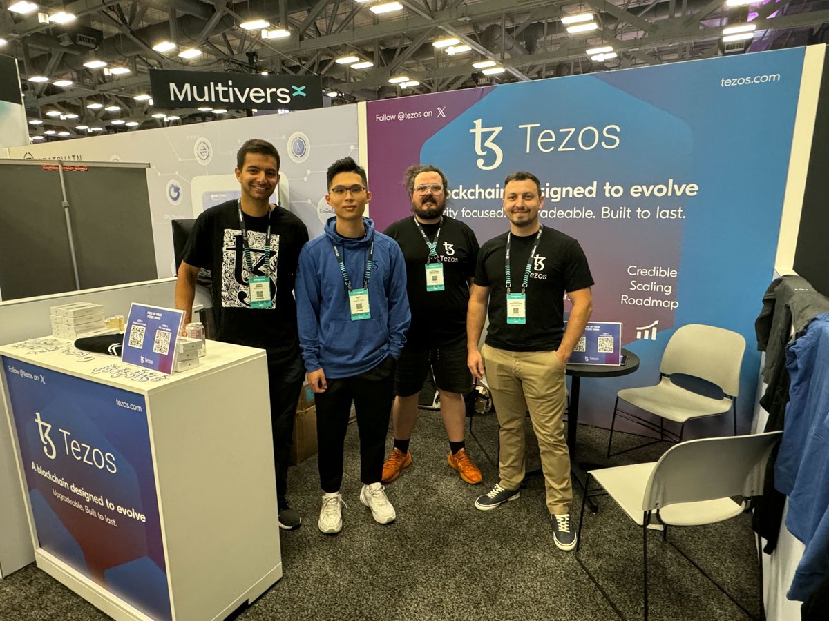 ☀️ GM! It’s Day 1 of #Consensus2024. The #Tezos community is at Booth 1801 waiting to give you your new swag. Swing by to chat about gaming, NFTs, the upcoming Paris upgrade, exciting DeFi projects on @etherlink, and more. consensus2024.coindesk.com/agenda/sponsor…