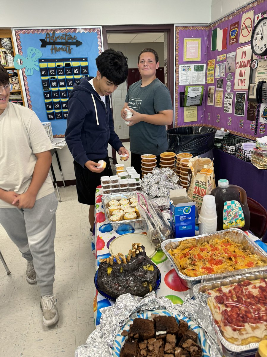 Amazed by all the amazing dishes period 3 students brought in for our To Kill a Mockingbird Celebration. Students had to bring in a food that metaphorically represented their assigned character in the novel. We even had full loaded baked potato station!
