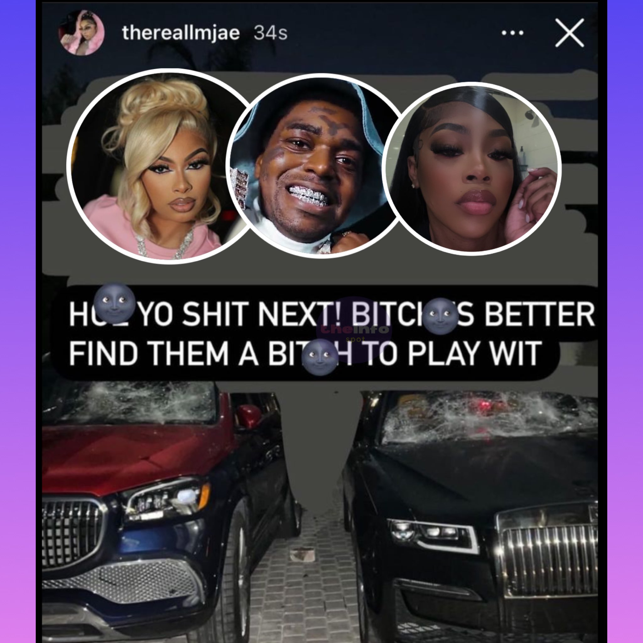 The Info Spot on X: Kodak Blacks second baby mother Maranda busted out  the windows to his cars after he linked up with his first baby mother Maya,  last night. Maranda also