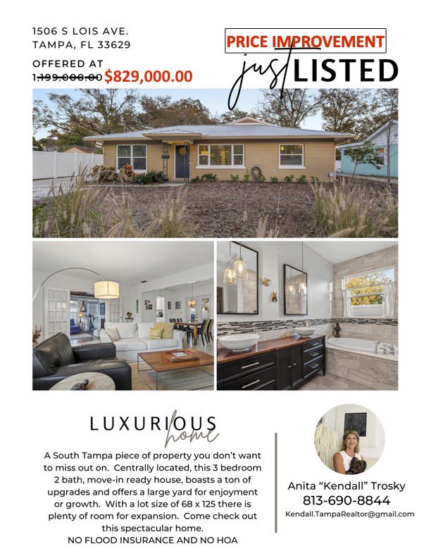 kendallsestates's tweet photo. FOR SALE SOUTH TAMPA FLORIDA Interested in a private showing ? Contact me today https://t.co/SNa7HTRvi9