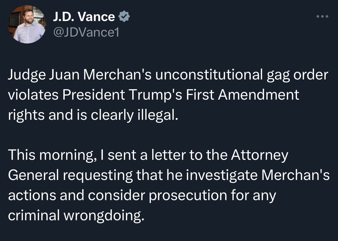 A strongly worded letter after the trial is over to DOJ. Vance really knows how to get things done.