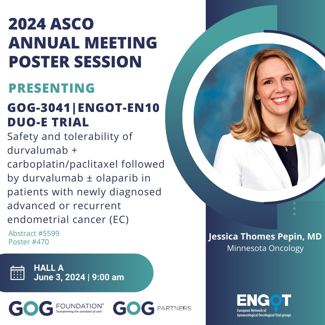 For more information on this Poster where GOG-3041 will be presented during the 2024 ASCO Annual Meeting, go to ow.ly/5vXz50S0F0O or click in bio. #clinicaltrials #GOGF #GOGPartners #GynecologicOncology #ASCO24