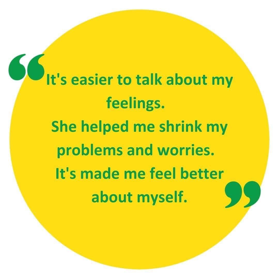 We ask our clients to tell us how we helped and this is what one young person told us 👇

Find out more about our services here 👉 buff.ly/3qwjcpa

#ChestersMentalHealthCharity #MentalHealthAwareness #Charity #ItsWhatWeDo #Counselling #Therapy #ChangingLivesForGood