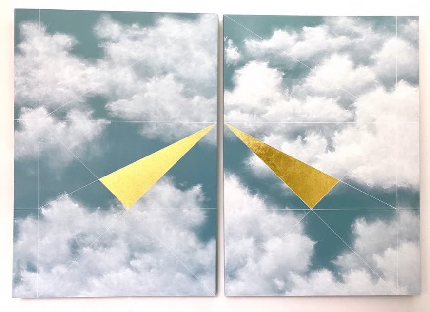 SOLD! These two beauts are winging their way to wish a very special couple well into wedded bliss. So pleased the two paintings are remaining as a diptych.