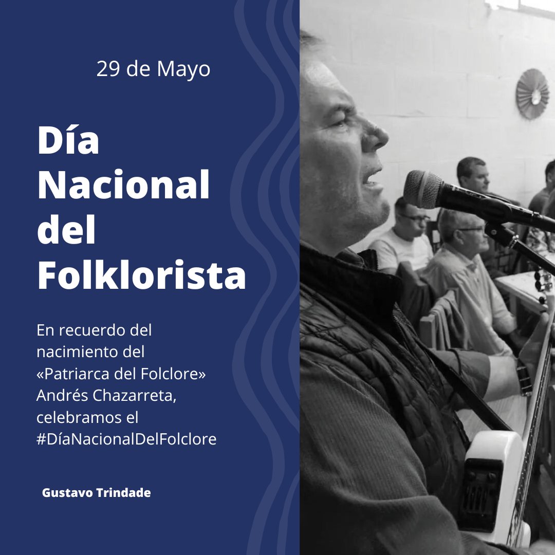 En recuerdo del nacimiento del «Patriarca del Folclore» Andrés Chazarreta, celebramos el #DíaNacionalDelFolclore. 
Saludo a todos los músicos populares que mantienen viva nuestra música folclórica nacional.