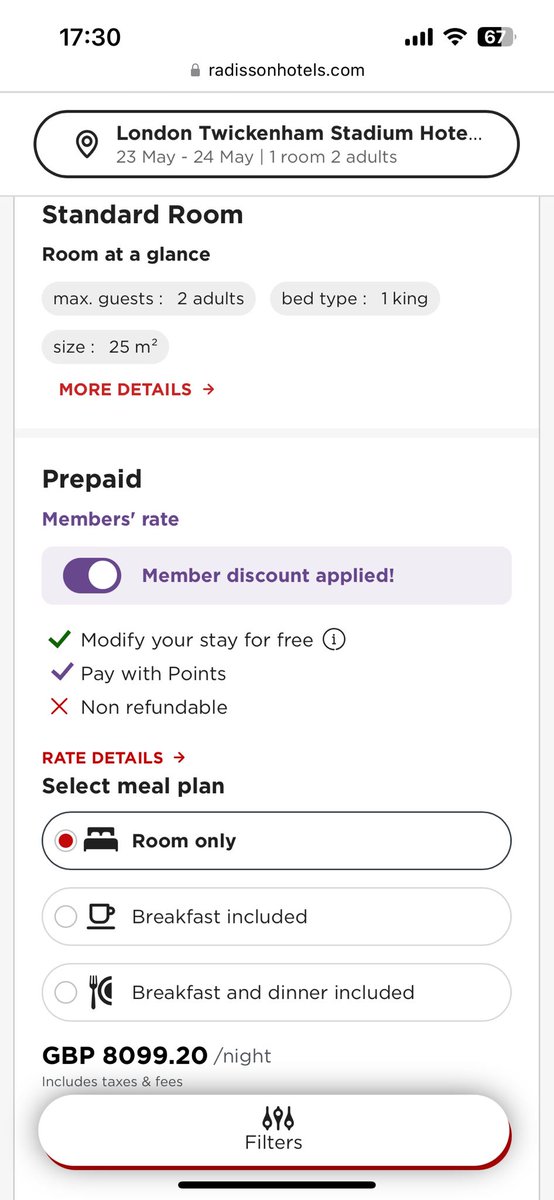 SarahMorris91's tweet photo. @RadissonHotels hey, just wanted to double check if this price is right 😳 https://t.co/XlwtDsLmBj