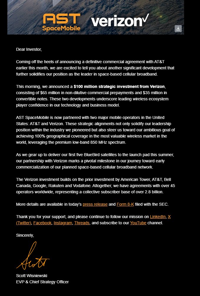 spacanpanman's tweet image. $ASTS: Email to shareholders
