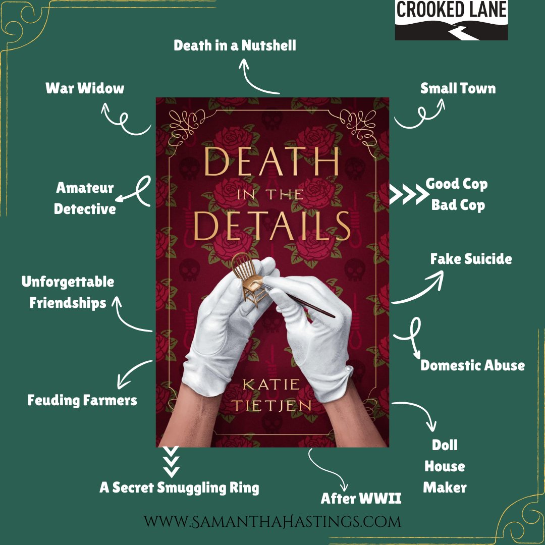 DEATH IN THE DETAILS by @KatieTietjen ⭐️⭐️⭐️⭐️⭐️ Read my review: goodreads.com/review/show/65… @crookedlanebks #Cozy #Mystery #Murder