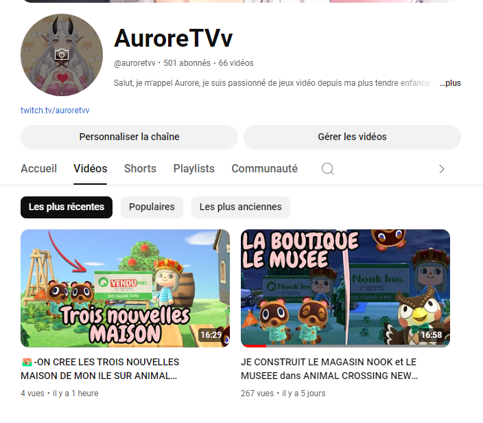 AuroreTV_v's tweet photo. Le saviez vous ? #vtuberfr #acnhfr #youtube
Je me suis depuis peu vraiment mise à YouTube.
Je crée des vidéos qui sont uniquement pour YouTube, donc pas des redif de live. Si vous voulez y jetez un coup d'oeil : https://t.co/ubGD6O3q9M https://t.co/SVS0Lxz6Eu