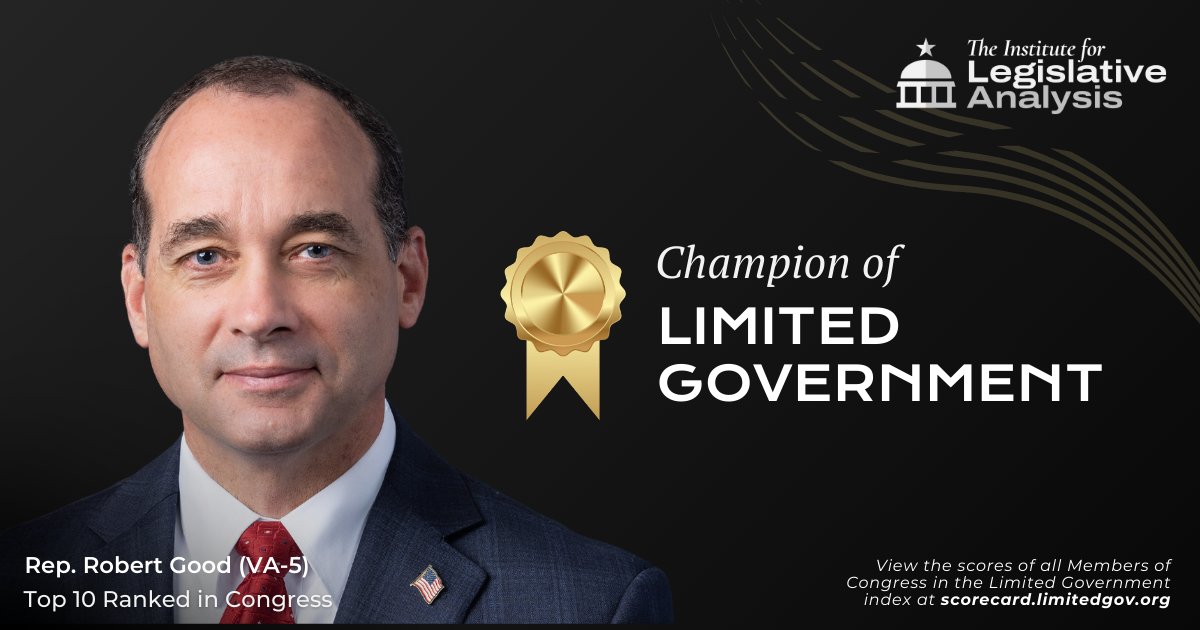 Thank you to @leganalysis for the Champion of Limited Government Award! I am honored to be one of only THREE Representatives in Congress to have maintained a 100% voting record that upholds the limited government principles of the U.S. Constitution.