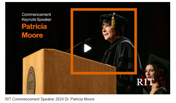 RIT_AcadAffairs's tweet photo. Watch Patricia Moore '74, RIT’s 2024 Academic Convocation keynote speaker, and the individual college graduation ceremonies on the RIT Commencement website: https://t.co/qXU4ytkgsa https://t.co/oWO3zqMvfq