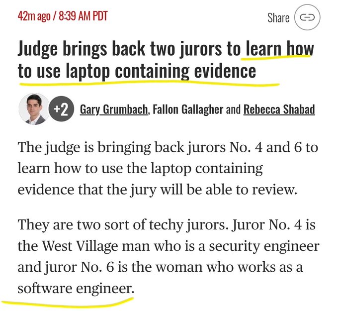 They had to teach 2 jurors how to use a laptop. we're in trouble.