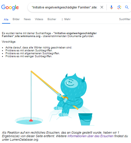 iewgf's tweet photo. #Frohen_Leichnam, #WikiMANNia! Nach unserer Beschwerde hat #Google den #Hetztext gegen unsere Initiative aus den Suchergebnissen #gekillt. Ein schwerer Schlag für das Pro-#Engelwerk-Wiki. Zugleich ein Beispiel, das Schule machen sollte, mit  Grüßen v/a an #Andreas_Mäckler &amp; Co.🤣 https://t.co/9OW0fGnVpH