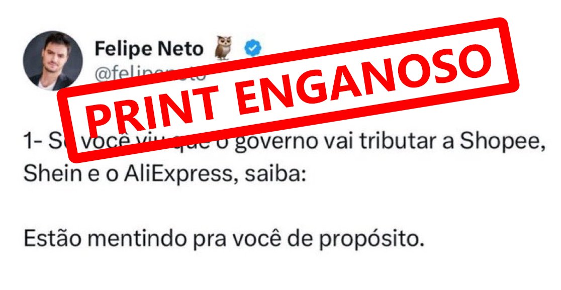 Se vc viu esse print, estão tentando te manipular. Sempre disse q o governo FEDERAL não pretendia taxar a Shopee abaixo de U$50 e essa era a informação passada. Inclusive, Lula deu a entender q vetaria a taxação há poucos dias. Ontem, os deputados passaram o projeto q taxa em