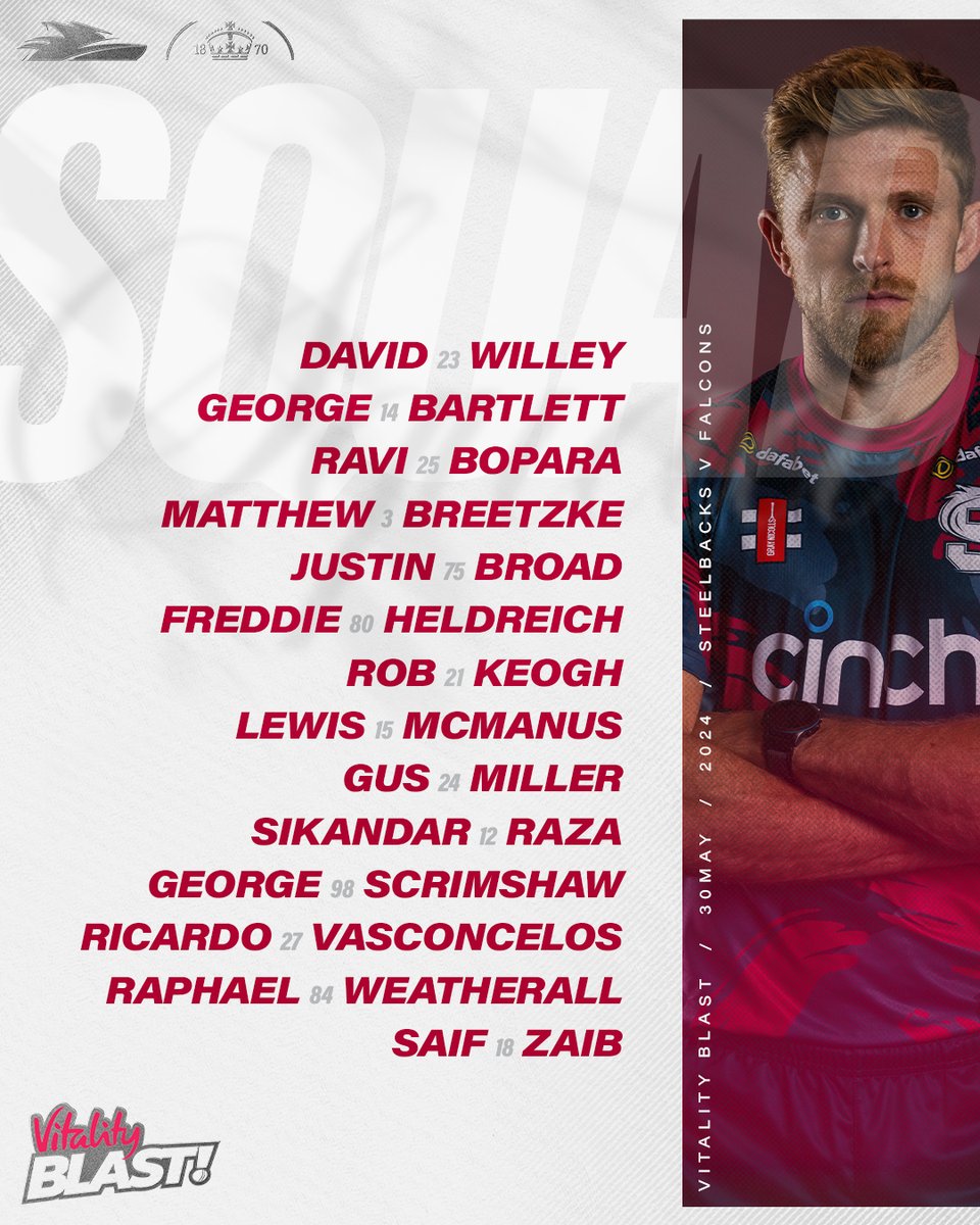 Ready for Blast Off! 🚀 Head Coach John Sadler has named a 14-man squad for the first game of our @VitalityBlast campaign.