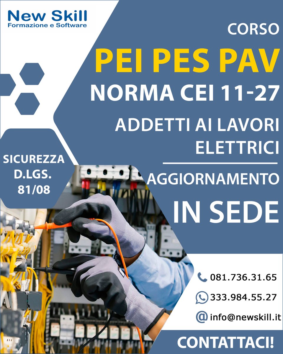 #pespeipav #lavorielettrici #elettricità #elettricista #sicurezza #sicurezzalavoro #sicurezzasullavoro #corsodiformazione #corso #formazioneelettricista #pespei #corsosicurezza #formazione #formazioneprofessionale #regionecampania #napoli #newskill