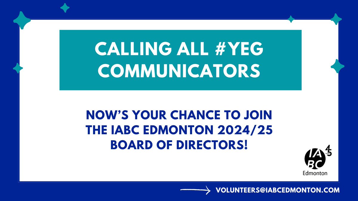 IABC Edmonton (@iabcyeg) on Twitter photo Want to join a team of dedicated professional communicators committed to the future of the profession? Join the 2024/25 IABC Edmonton Board of Directors and be part of the second largest chapter in the world! 🌎
volunteers@iabcedmonton.com
forms.gle/b2Btsajyz98WcH… Want to join a team of dedicated professional communicators committed to the future of the profession? Join the 2024/25 IABC Edmonton Board of Directors and be part of the second largest chapter in the world! 🌎
volunteers@iabcedmonton.com
forms.gle/b2Btsajyz98WcH…