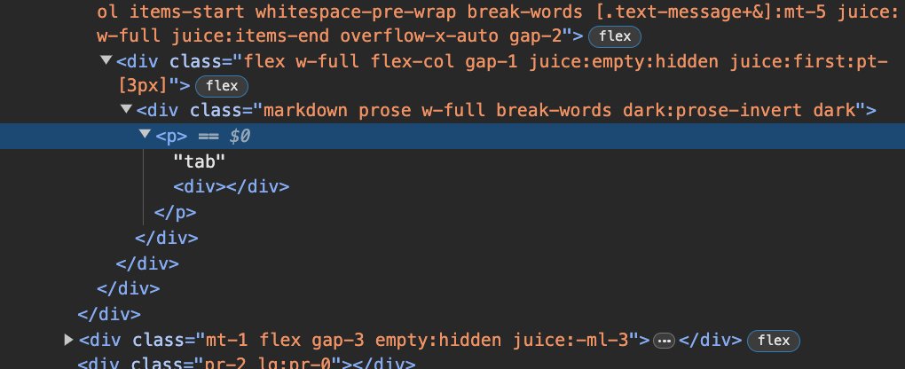 krystof_mitka's tweet photo. Best guess: they use some parsing of content on frontend, meaning certain keywords in the response active boxes for different files like you can sometimes see with "latex", "plaintext" etc. The message you wrote somehow makes the frontend parse with an empty "<div><\div>" inside. 

In network you can see the model responds just fine.