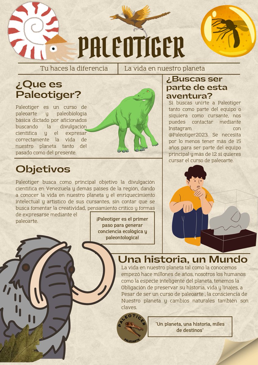 Bueno señores he decido reabrir el Paleotiger, para más información al dm.
#Paleontologia
#PaleoArte