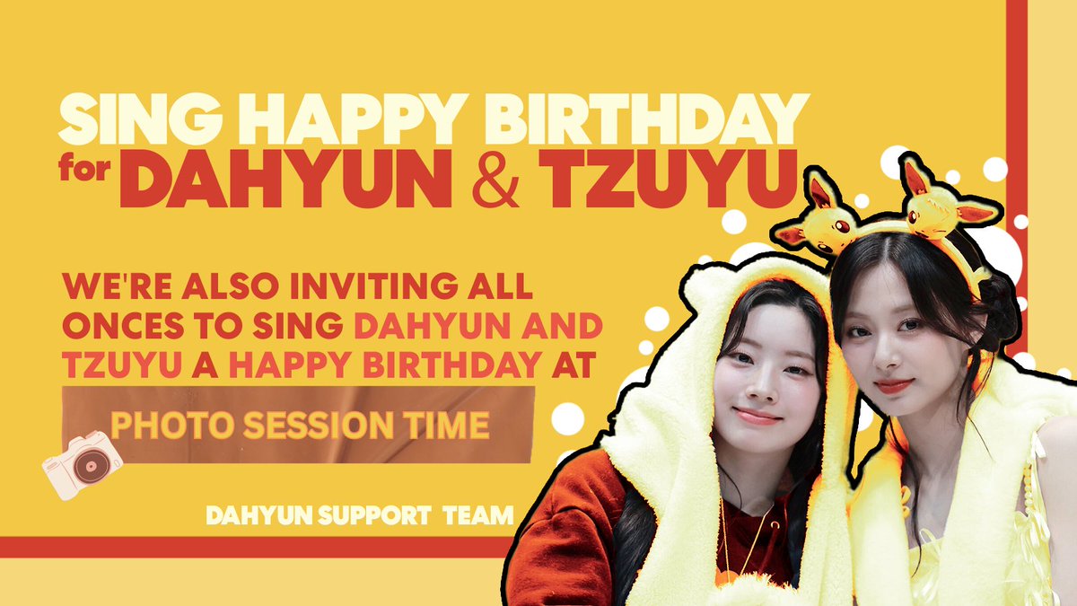 dahyun_support's tweet photo. [OISHI FAN MEETING]

Filo Onces!
Sing a birthday song to Dahyun and Tzuyu during fan meeting. It will be very memorable for them if you make it happen. 

Please see photos more information.

트와이스 다현 #트와이스 #다현 #DAHYUN #ダヒョン #TZUYU @JYPETWICE https://t.co/FvYv0Jo4az