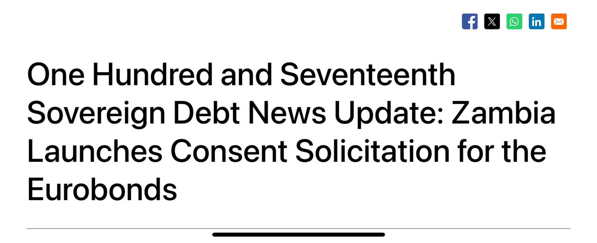 “Zambia’s experience continues to prove the case for a new comprehensive, fair &amp; effective sov. debt restructuring mechanism based in the UN that would be binding on all creditors….&amp;make it difficult for hold-out creditors to prevent sov. debt workouts.”
 afronomicslaw.org/category/afric…
