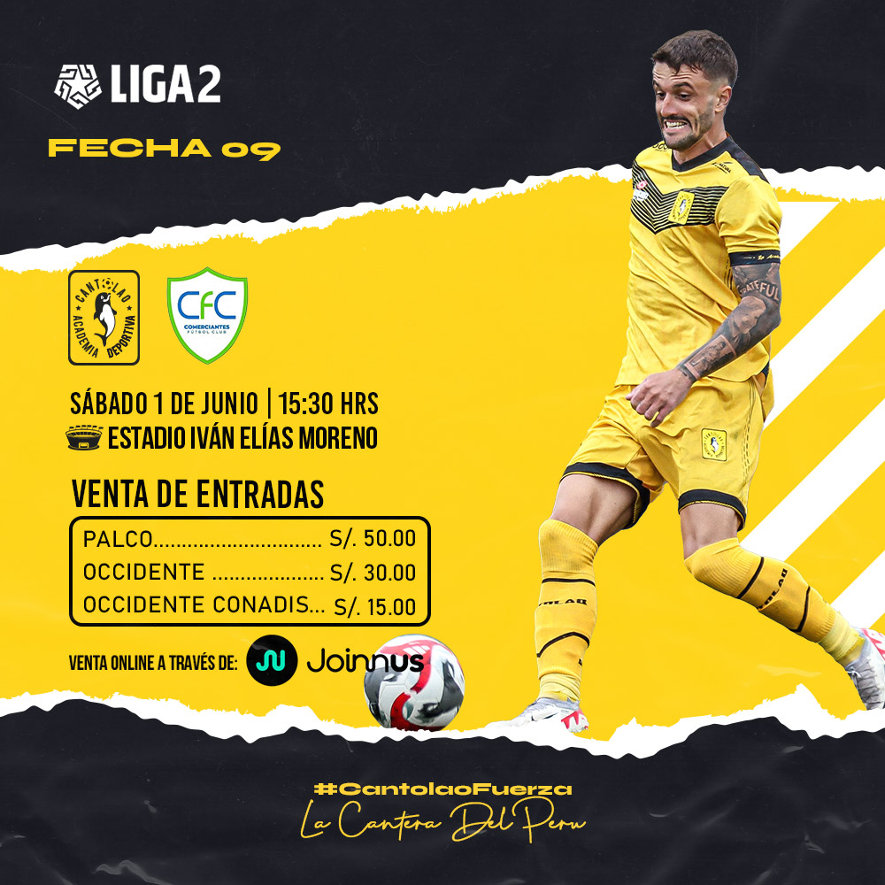 #FamiliaCantolao🐬🖤💛 Compra tu entrada y alienta al delfín 👏👏👏. ⚽️ Vs Comerciantes FC 🏟️ Iván Elías Moreno 🗓️ Sábado 1 de junio ⏰ 3:30 p.m. Compra tus entradas en el siguiente enlace: joinnus.com/events/sports/… #CantolaoFuerza👏 #LaCanteraDelPerú🇵🇪