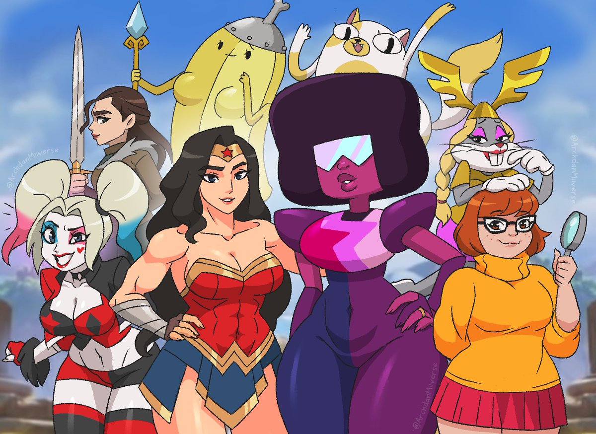 Congrats on the Multiversus relaunch! I decided to update some art of the Multiverses girls I did when it was in beta. I'm enjoying it so far, has potential. What do you guys think of the game?

[Velma - Wonder Woman - Harley Quinn - Steven Universe - Adventure Time]
#MULTIVERSUS