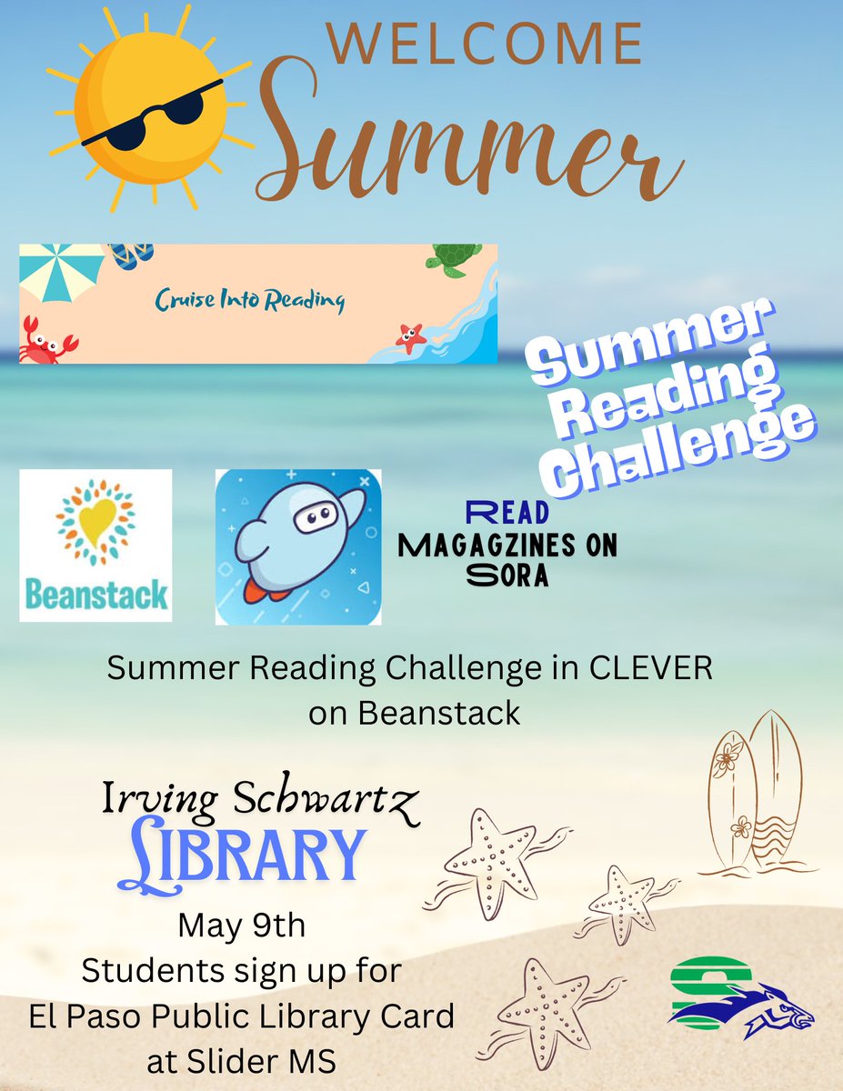 slider_library's tweet image. Summer Reading Challenge!  Let&apos;s go Stallions!