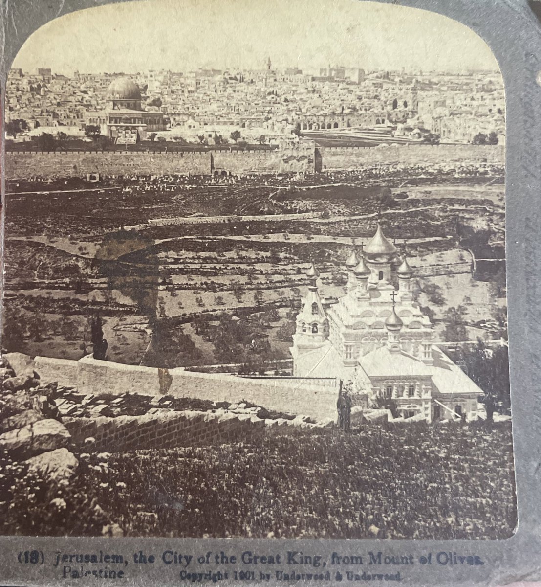 found this photo of Palestine at a vintage shop in North Dakota a couple weeks ago. “Jerusalem, Palestine. the city of the great king, from the Mount of Olives” dated 1901.