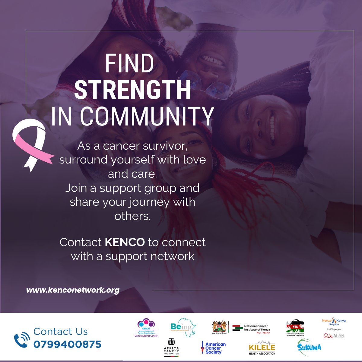 As a cancer survivor, surround yourself with people who show you love and care. Join a support group to share the journey with other survivors. Reach out to @kenconetwork to connect you to a support network. kenconetwork.org #NCSD2024 #BecauseWeCare