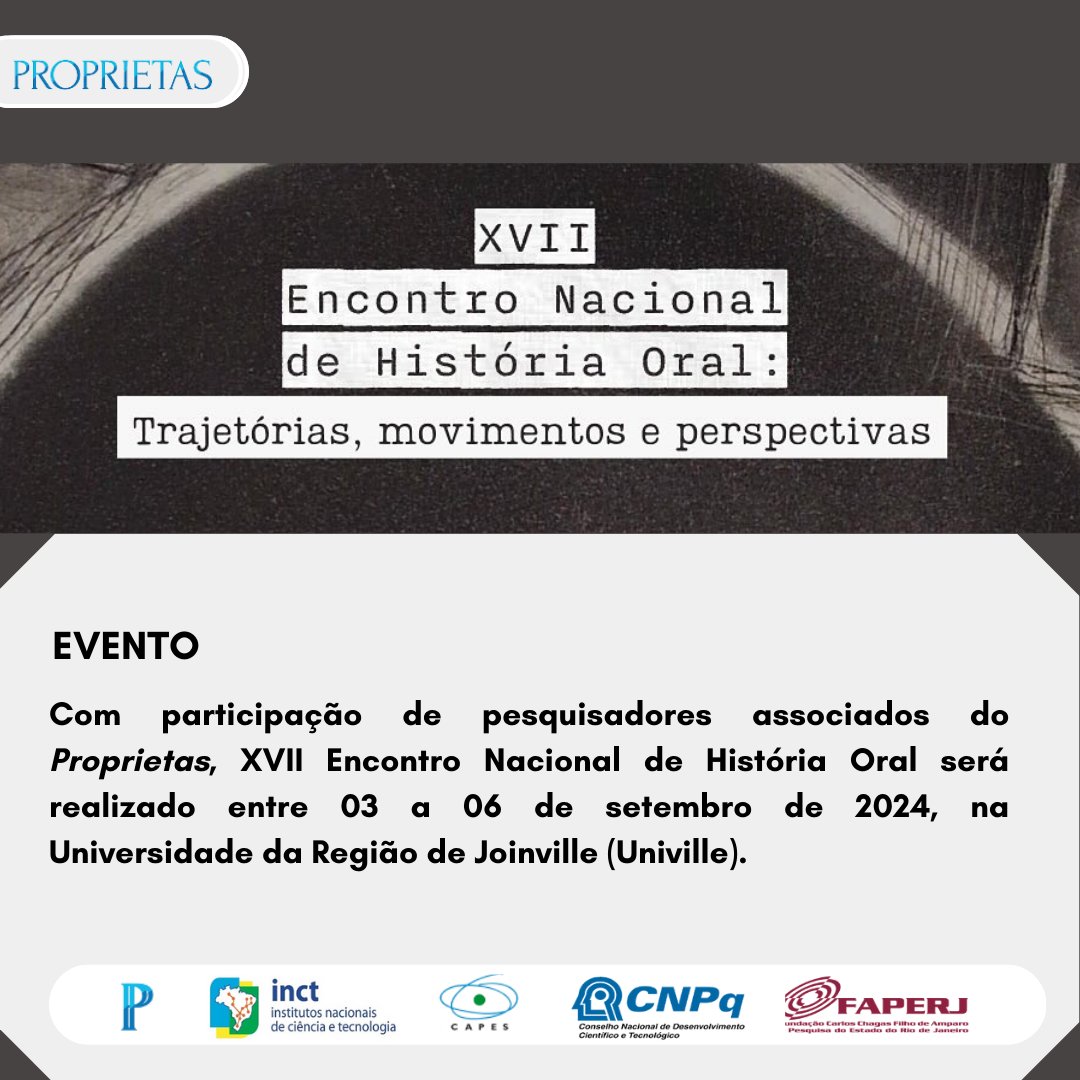 A Associação Brasileira de História Oral convida interessados para participar do  XVII Encontro Nacional de História Oral, a ser realizado entre 03 a 06 de setembro de 2024, na Universidade da Região de Joinville (Univille).
Saiba mais no Link da Bio!
#historia #uerj #univille