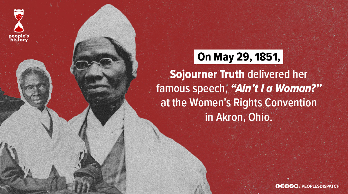 #PeopleHistory | Sojourner Truth, the trailblazing abolitionist and women's rights activist, delivered her electrifying 'Ain't I a Woman?' speech on this day in 1851 at the Women's Rights Convention in Akron, Ohio.