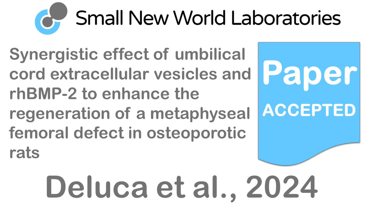 The IP protected, pulsed-EV Technology of Small New World Laboratories holds promise to improve the safety profile of BMP-2. stemcellres.biomedcentral.com/articles/10.11…

#snwlabs #nanovesiculartechnology #extracellularvesicles #exosomes #nanovesiculartherapy #atmps #biologicals #theralytics