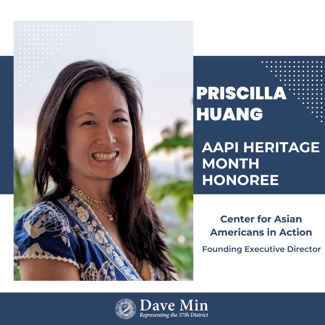 For today’s #AAPIHeritageMonth honoree, I’d like to recognize Priscilla Huang, the Founding Executive Director of the Center of Asian Americans in Action. Priscilla dedicates her time toward coalition building and advocacy for Asian Americans in Orange County and beyond.