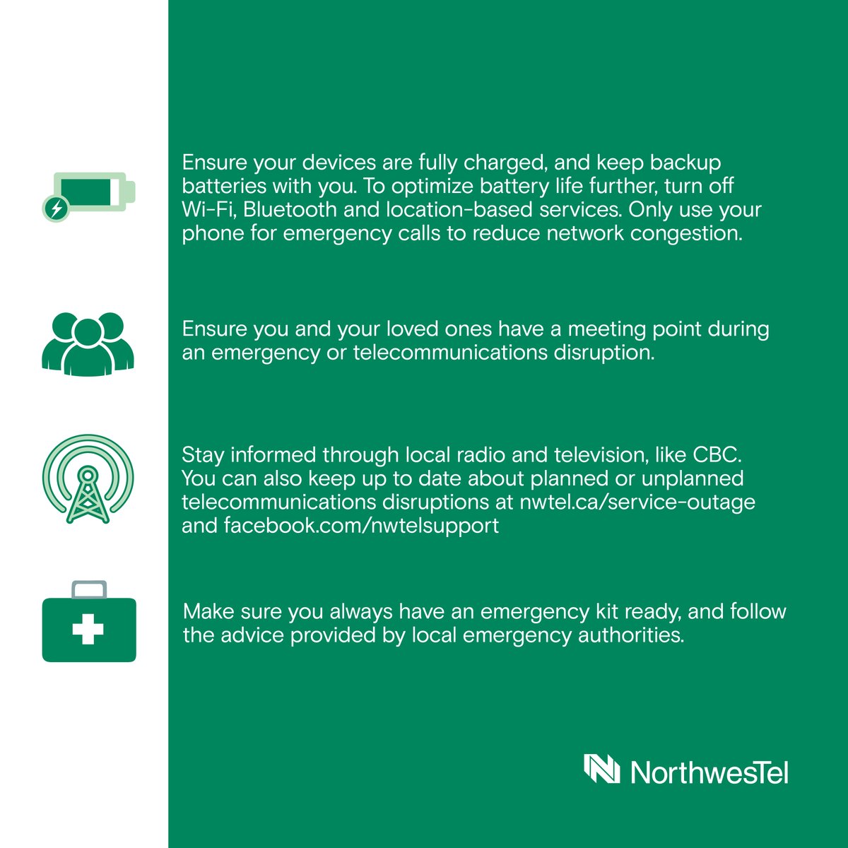 northwestel's tweet photo. It's our top priority to keep you safe and connected during extreme weather events such as wildfires or floods. Check out these tips to ensure you and your loved ones are prepared. https://t.co/KHrQVSVEM5