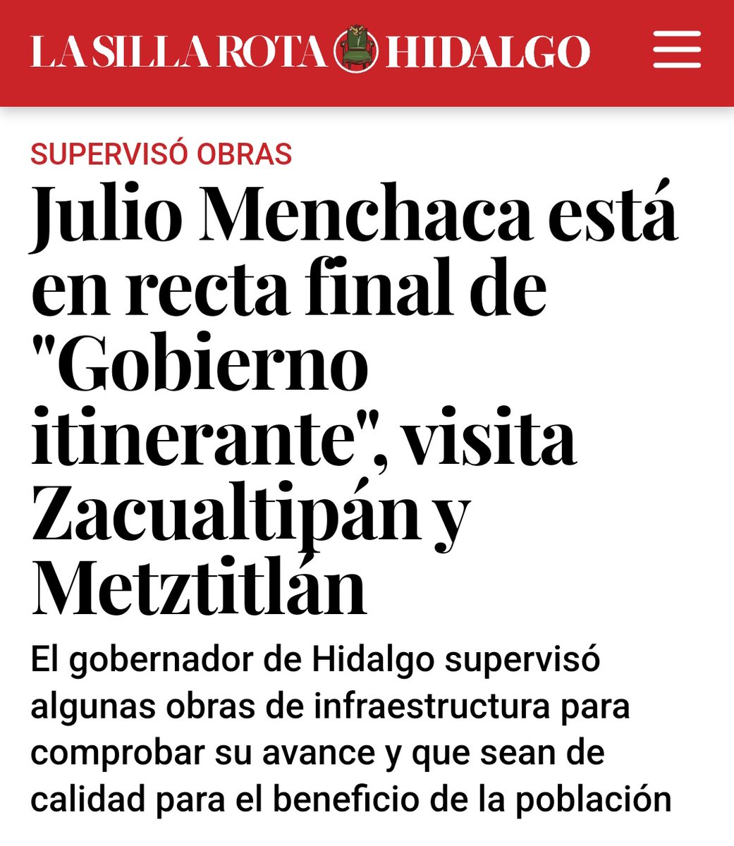 Desde que Julio Menchaca gobierna Hidalgo he recorrido todo el estado para escuchar las necesidades del pueblo y atenderlas de inmediato 🙌 Esta es la diferencia entre el Prianismo y la 4T: mientras unos robaban a su conveniencia, Menchaca trabajo por y para el pueblo👊