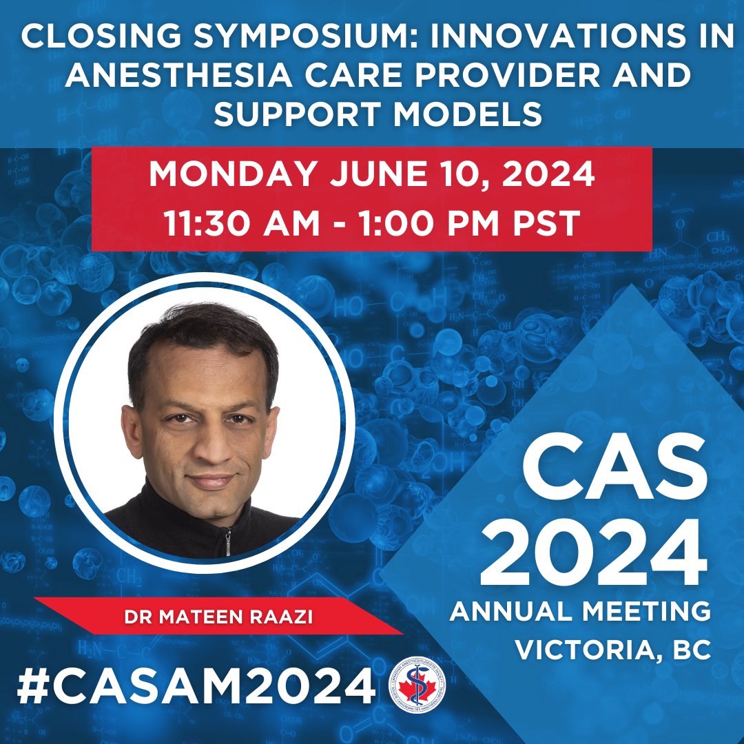The HCA section will be presenting the Closing Symposium at the CAS Annual Meeting this year! Dr. Sylvie Aucoin and Dr. Mateen Raazi will be presenting "Innovation in Anesthesia Care Providers and Support Models".