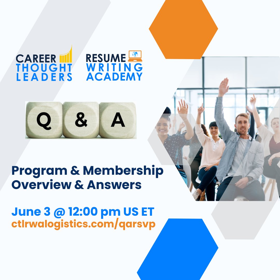 Join us for the CTL RWA Q&A on Monday, June 3, 2024, at 12:00 pm US ET

We'll briefly review our free resources, learning resources, and community connection opportunities and then answer your questions.

vist.ly/37hmv

#careerpros #careerservices