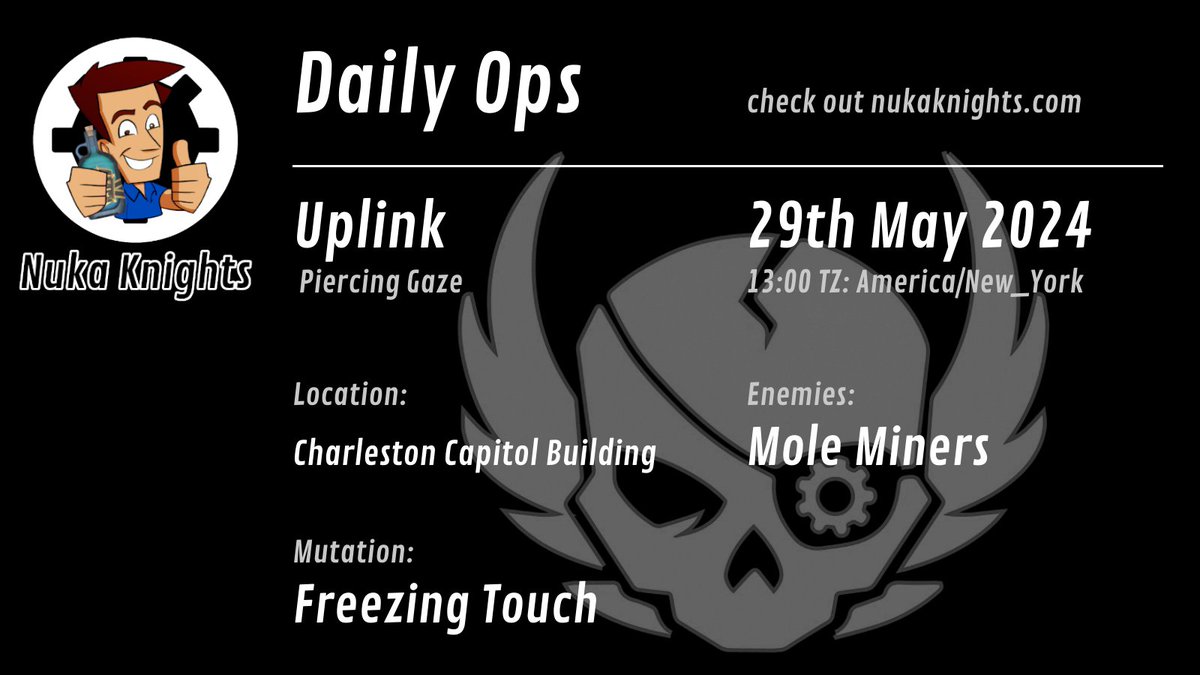 New Daily Ops for Today 29th May 2024 #fallout76 nukaknights.com
