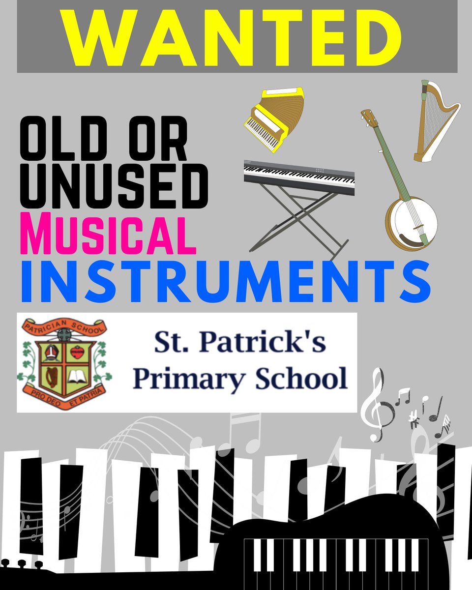 St. Patrick's Boys and Girls Primary School (@stpatsgalway) on Twitter photo 🎼Give the gift of music! Our school Music Club is currently seeking unwanted or gently used instruments. Donating that band or orchestra instrument you no longer use can make a profound difference in a child’s life. Please e-mail saintpatricksgalway@gmail.com or call 091 568707 🎼Give the gift of music! Our school Music Club is currently seeking unwanted or gently used instruments. Donating that band or orchestra instrument you no longer use can make a profound difference in a child’s life. Please e-mail saintpatricksgalway@gmail.com or call 091 568707
