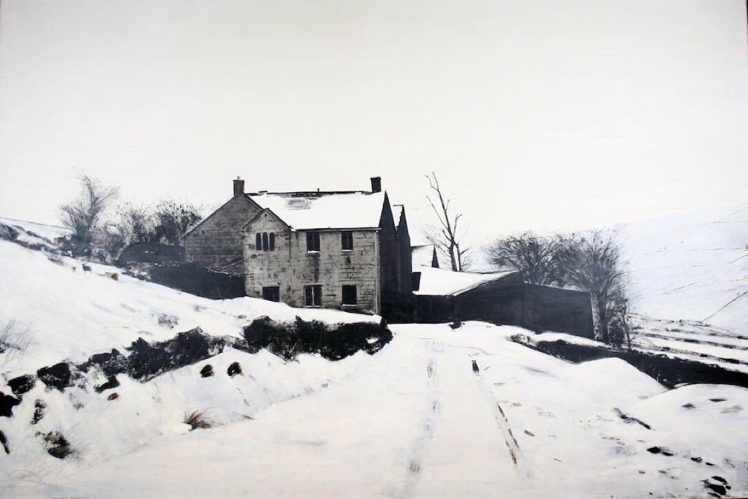 A turning point for Peter Brook was his first one-man exhibition at Agnew’s in London in 1969. It was work like ‘Evacuated Farmhouse - Dene Head Valley’, on the front of the catalogue, which established his reputation as a painter of Pennine snow scenes. (Sold by Bonhams in 2010)