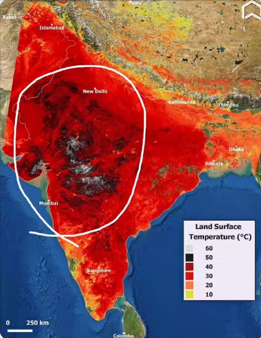 आज दिल्ली में मौसम का सबसे गर्म दिन रहा। तापमान 45.8 डिग्री सेल्सियस रहा। मंगेशपुर और नरेला में अधिकतम तापमान क्रमशः 49.9 डिग्री और नजफगढ़ में 49.8 डिग्री सेल्सियस दर्ज किया गया। यह दिल्ली के किसी भी क्षेत्र में अब तक का सबसे ऊँचा तापमान है! #DilliDehat #HeatWaveInDelhi