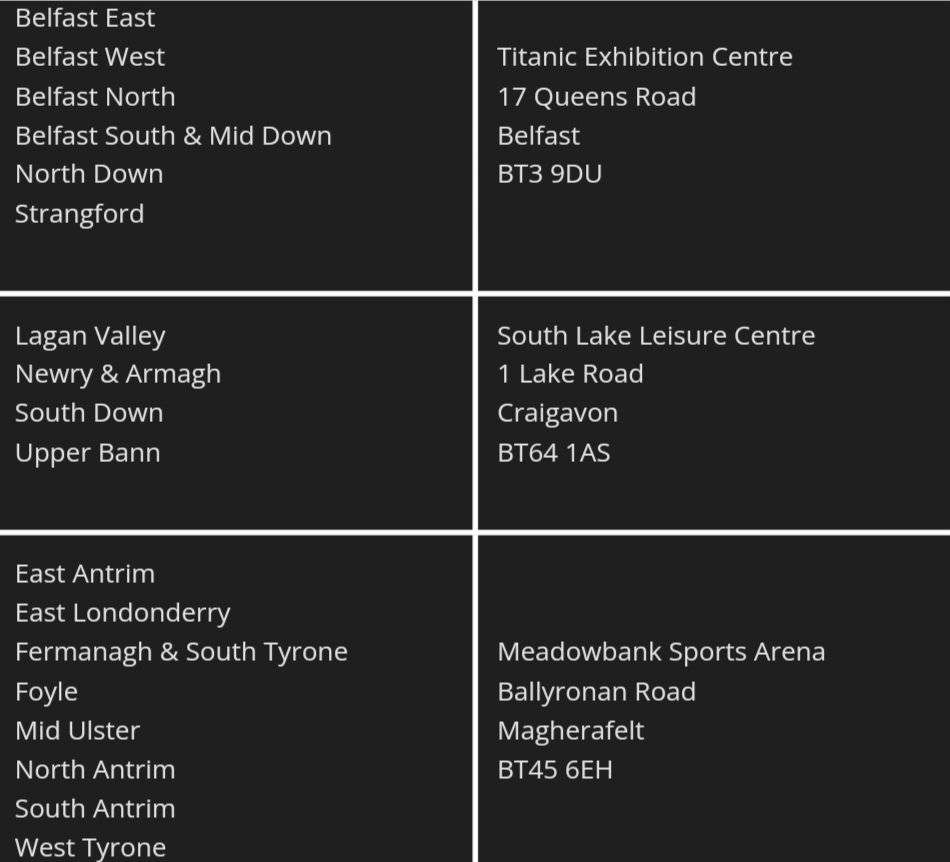 📍👇The General Election count venues across Northern Ireland.