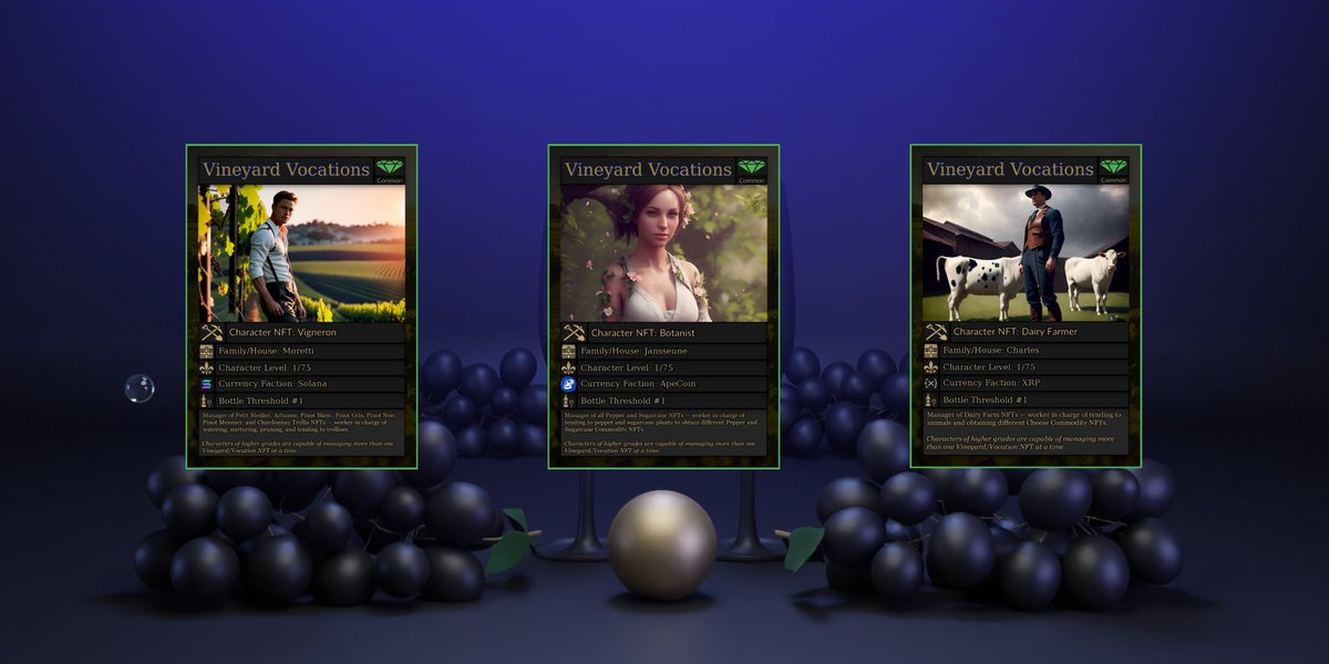 🧀🍇 Gather for a gourmet experience as you manage your own digital vineyard.

Our #NFTs bring the art of vineyard management to life, blending tradition with tech for a truly luxurious gaming experience.

🍾 Raise a glass to innovation!

myforge.vulcanforged.com/ChampAssociati… 

$VIGNE