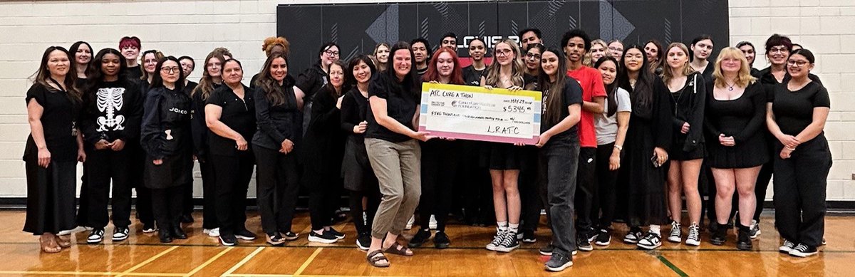 In an inspirational display of compassion and generosity, the LRATC Esthetics and Hairstyling students and teachers presented Sherelle Kwon, from Cancer Care Manitoba, a cheque for money raised during the annual Cure-a-thon.  Together we can make a difference.