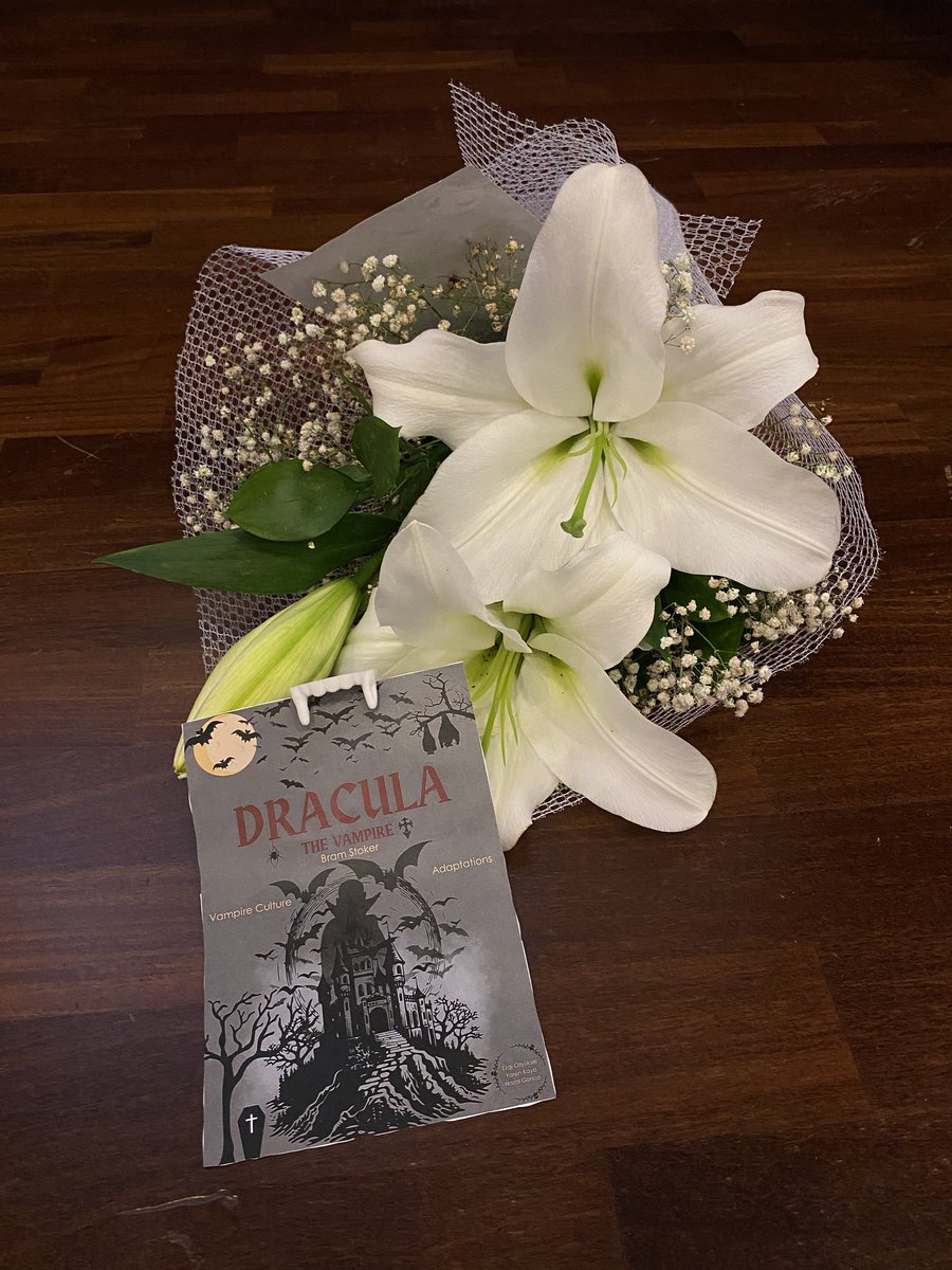 Sayın kont, yüce Dracula, gelirken çiçek getirmiş bana. Allahtan romanı okumuştum da cazibesine kapılmadım 😌 #edebiyatınfaydaları